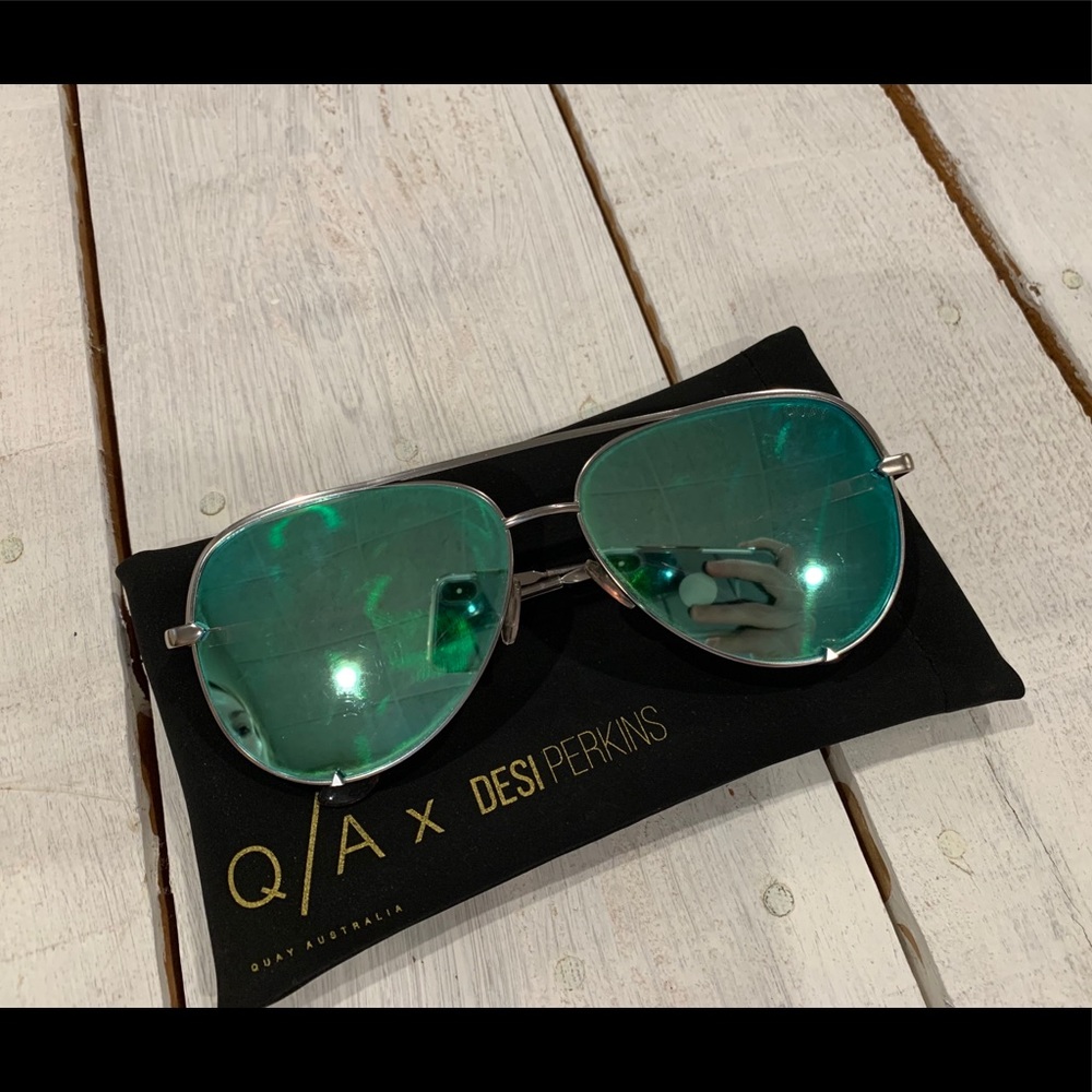 Quay x Desi Perkins blue high key sunglasses